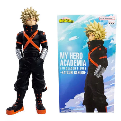 Figura d'azione Katsuki Bakugo di My Hero Academia, settima stagione, marchio Bandai BANPRESTO, dettagliata e colorata.