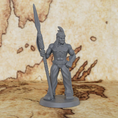 Miniatura di guerriero indiano da 25mm per giochi di ruolo strategici, figura da collezione per appassionati di TTRPG.