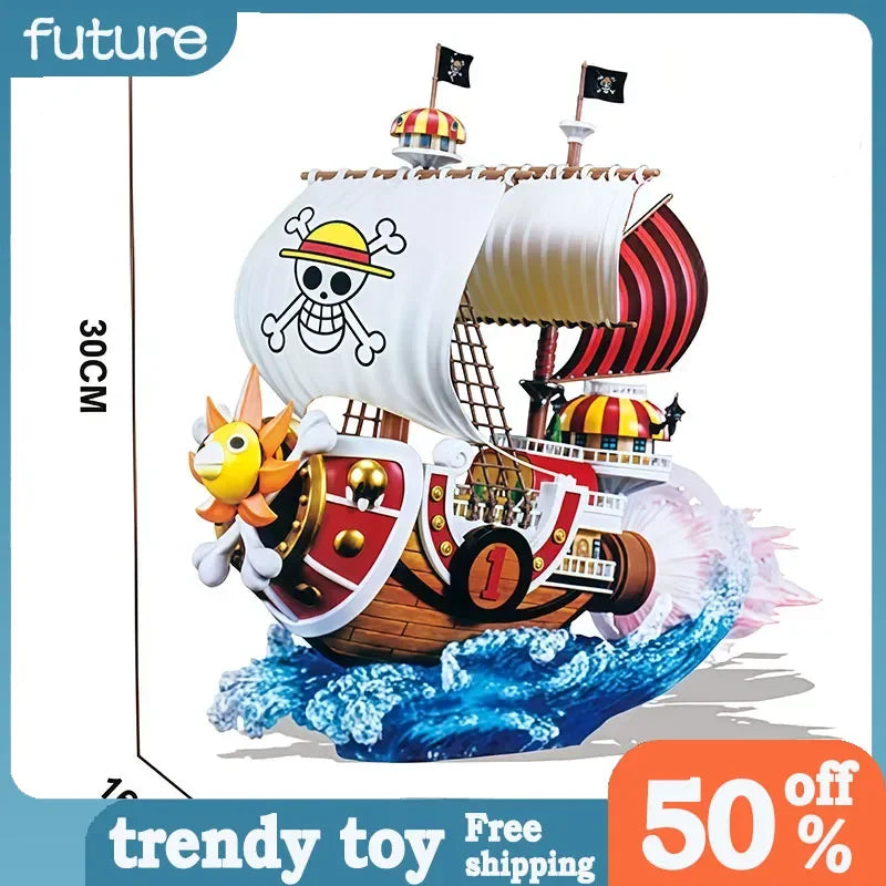 Figura d'azione One Piece Thousand Sunny Ship Wano Country, statuetta decorativa da scrivania per appassionati di anime Otaku Family
