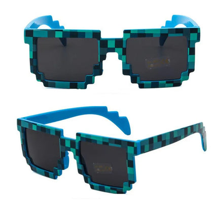 Occhiali da sole quadrati da cosplay per bambini in 5 colori, con custodia EVA, ispirati a Minecraft, gioco e regalo per bambini.
