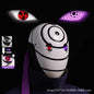 Maschera cosplay Uchiha Obito Sharingan Akatsuki Naruto, con dettagli rossi e nero, perfetta per cosplay anime.