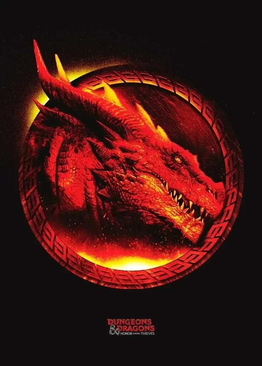Poster D&D rétro su tela, arte autoriale per appassionati di giochi di ruolo, illustrato con stile vintage e dettagli vivaci.