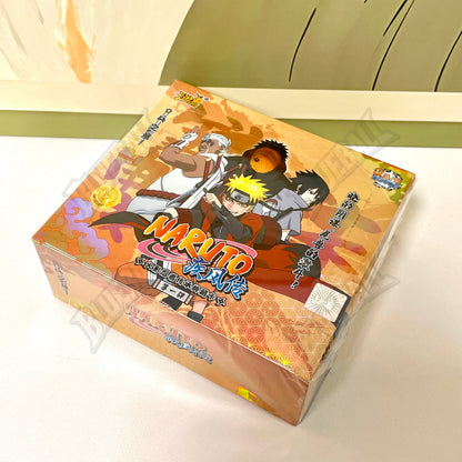 Carte KAYOU NARUTO TCG Chapter of the Ninja, in scatola con carte rare, immagini di carte aperte e dettagli visivi.