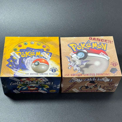 Booster di carte Pokémon Fossil con Aerodactyl, Lapras e Zapdos, edizione Collector Proxy, in scatola sigillata.