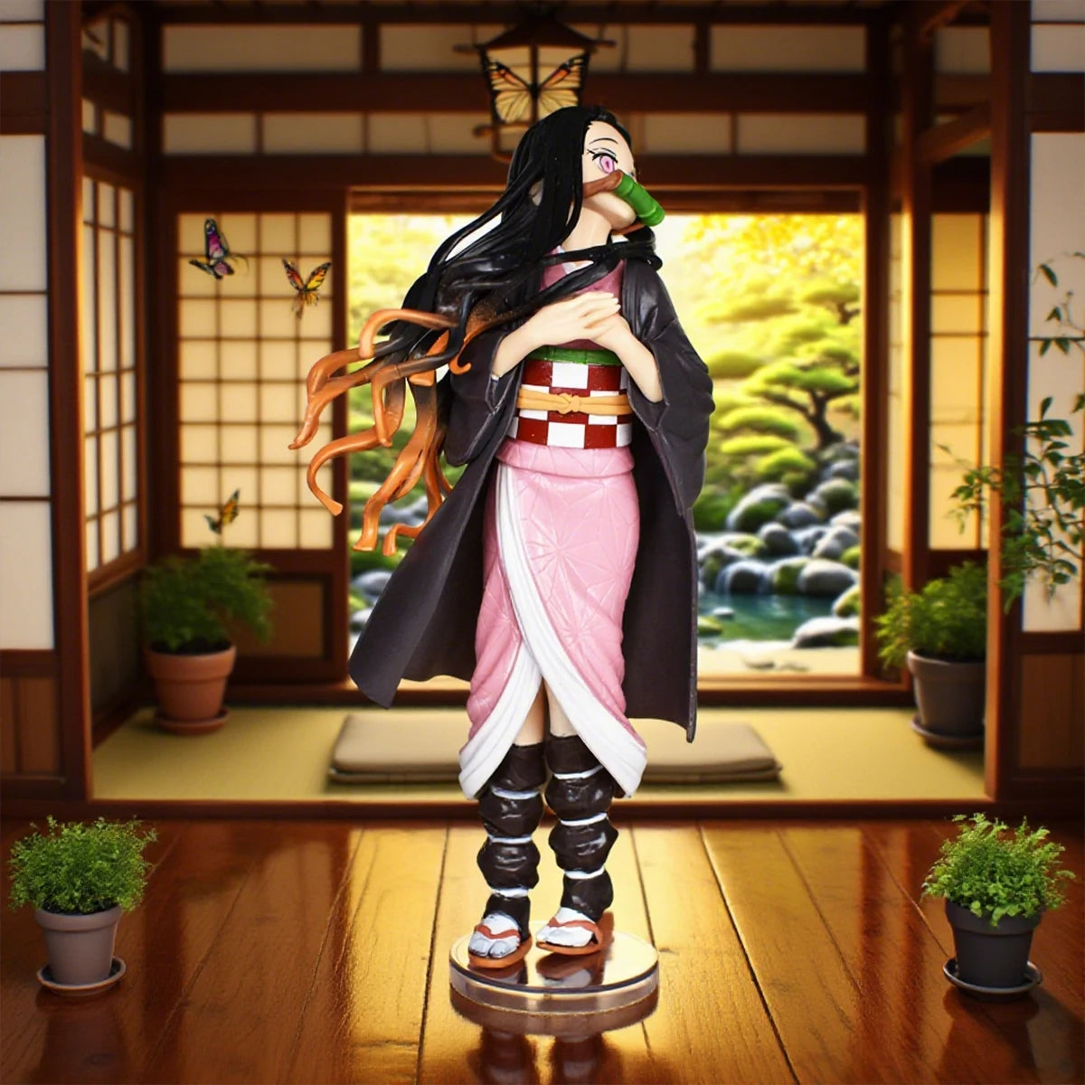 Figura d'azione Nezuko Kamado da Demon Slayer: Kimetsu no Yaiba, personaggio con vestiti tradizionali e pose dinamiche, dettagliata e colorata.