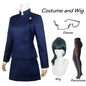 Costume cosplay Maki Zenin di Jujutsu Kaisen con parrucca, occhiali e gonna, completo per feste di Halloween per donne e uomini
