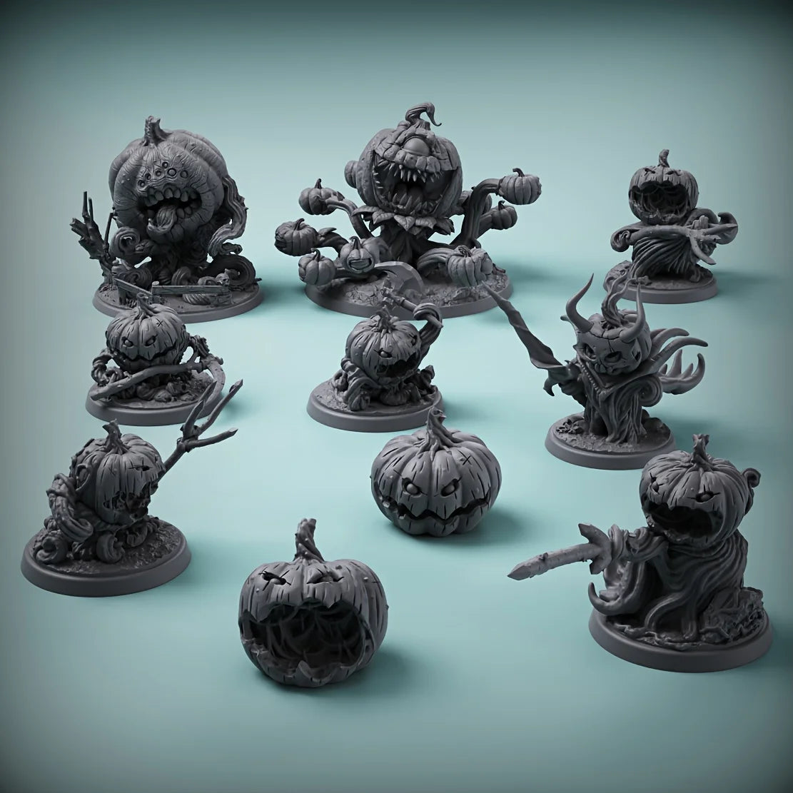 Miniature di zucche mostro in resina per giochi di ruolo e decorazioni Halloween, set di 10 modelli da tavolo Otaku Family Store.