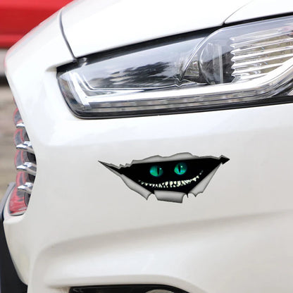 Adesivo decal per auto con gatto Cheshire, decorazione in metallo arrugginito 3D, gadget divertente per veicoli e vetri.