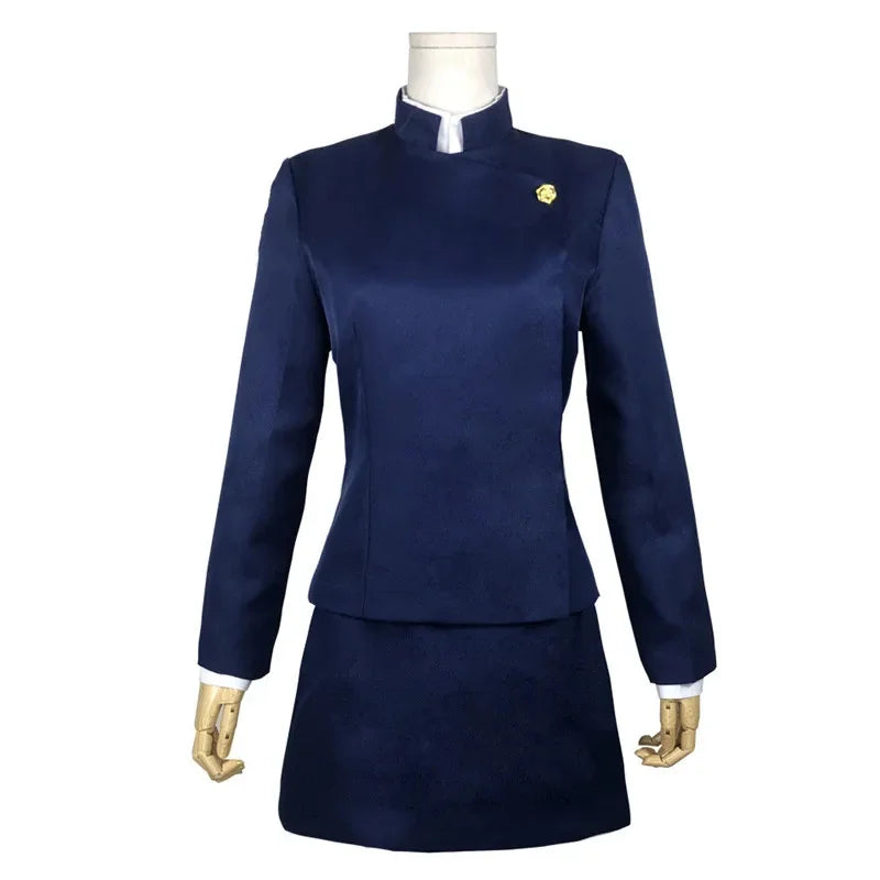Costume cosplay Maki Zenin di Jujutsu Kaisen con occhiali, parrucca, gonna e accessori, ideale per feste e Halloween, per donne e uomini