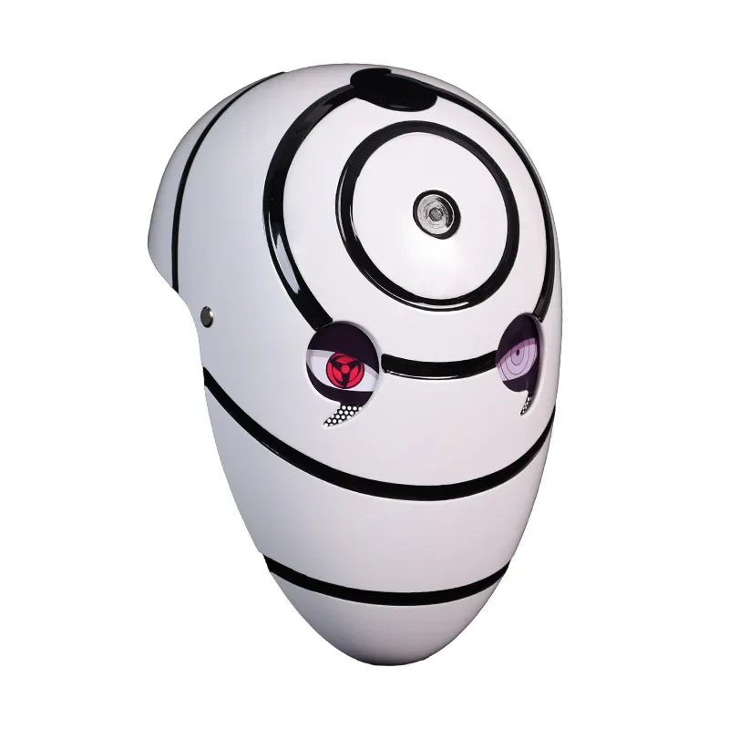 Maschera cosplay Uchiha Obito Sharingan Akatsuki di Otaku Family Store, dettagliata con disegni del Sharingan e stile ninja.