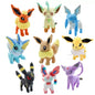 Set completo di peluche Pokémon Eevee e famiglia, include Sylveon, Umbreon, Vaporeon, Flareon e Pikachu, morbidi e adorabili.