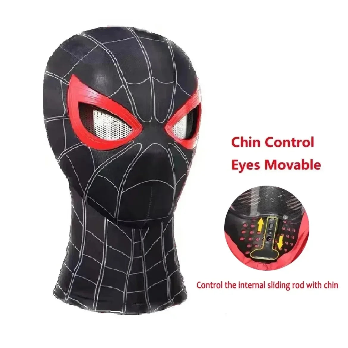 Maschera di Spider-Man con occhi mobili, maschera cosplay in spandex, ideale per costume di Halloween, marca Otaku Family Store.