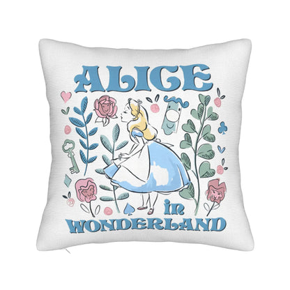 Copripiumino quadrato con stampa del gatto di Cheshire di Alice nel Paese delle Meraviglie, cotone poliestere, decorativo e carino.