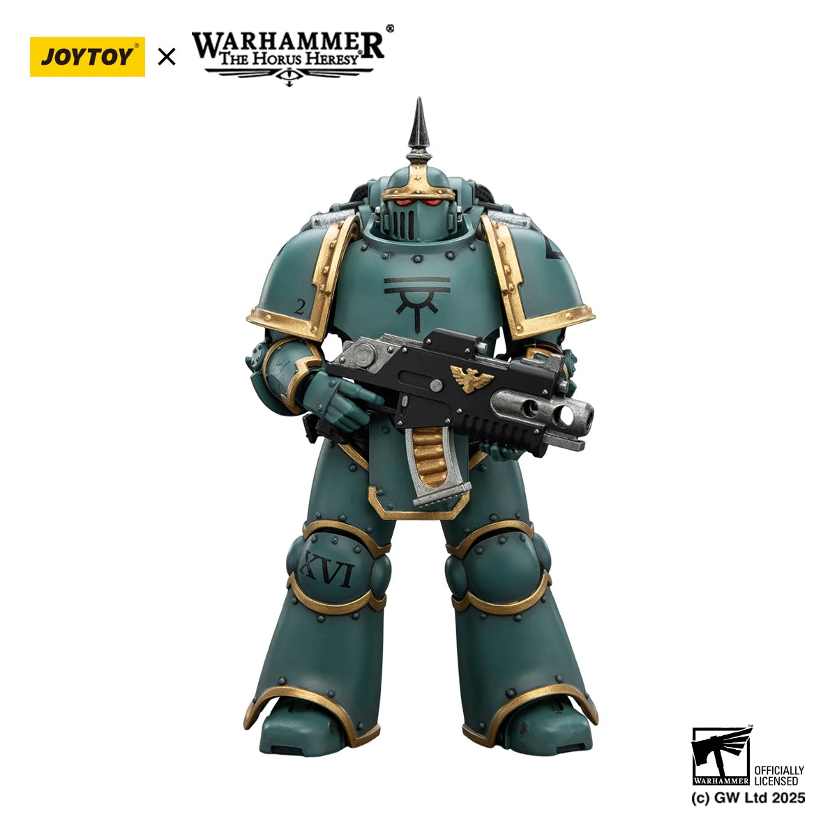 Figura d'azione Warhammer "The Horus Heresy" Space Wolves, Blood Angels e Imperial Fists MK III, dettagliata e articolata.