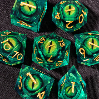 Dadi D&D Liquid Core Otaku Family, set di dadi in resina con bordo affilato per giochi di ruolo Dungeons & Dragons
