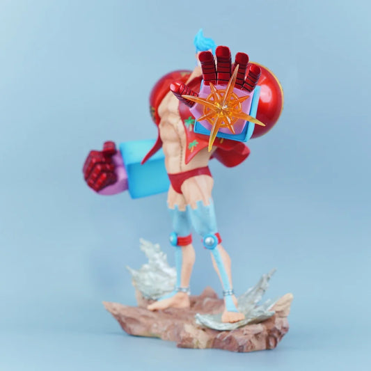 Figura d'azione One Piece Franky in PVC, altezza 28 cm, personaggio dettagliato, ideale per collezionisti e appassionati anime.