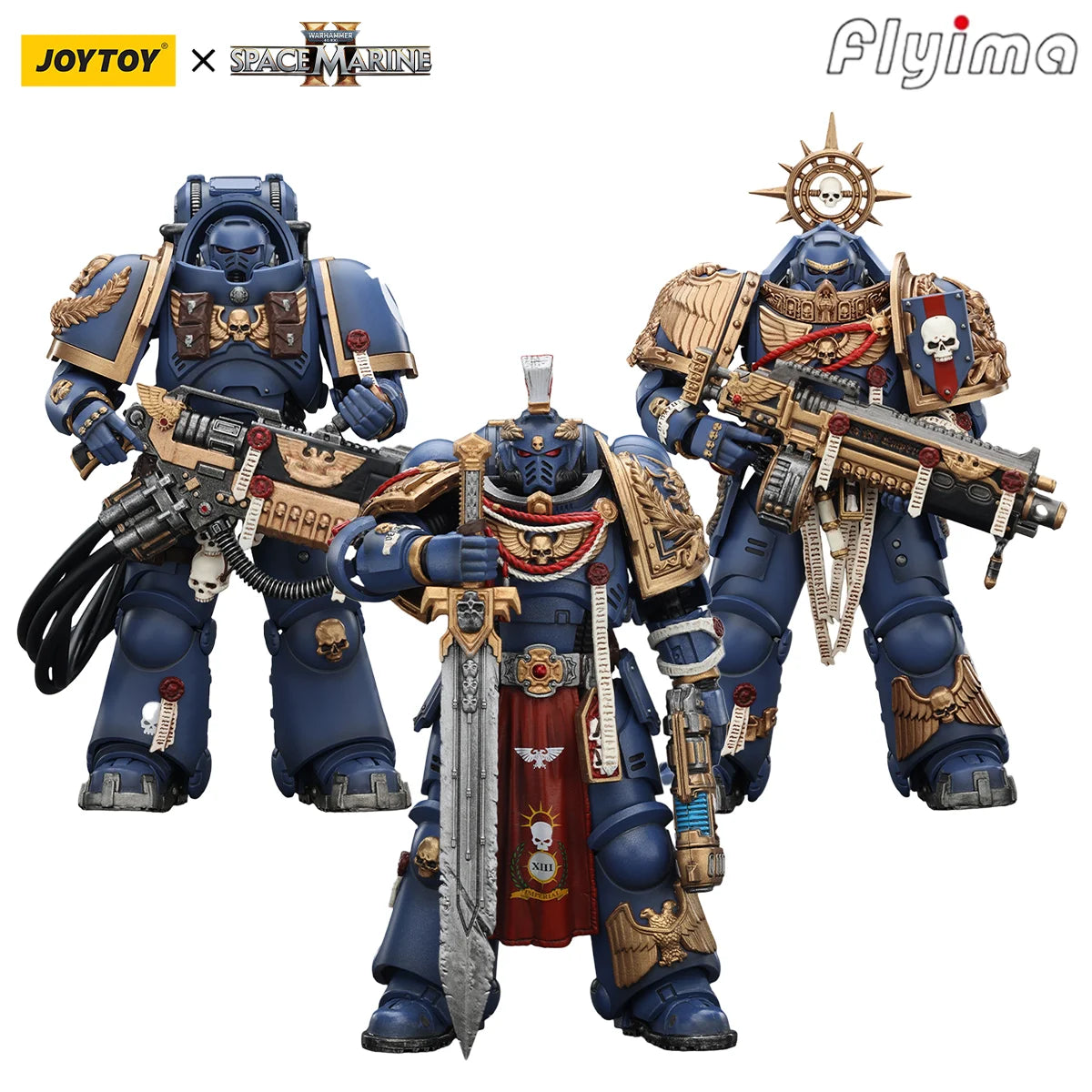 Figura d'azione Warhammer 40K Abaddon the Despoiler e Death Guard, set di 3 pezzi con armatura Primus Heavy Relic, dettagliata e realistica