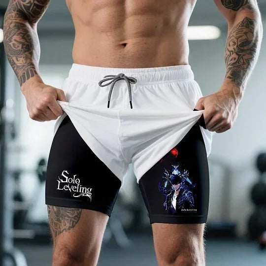 Gadget Short Ufficiali Solo Leveling Y2K Summer Streetwear, design colorato e stilizzato, perfetto per look estivi casual e streetwear.