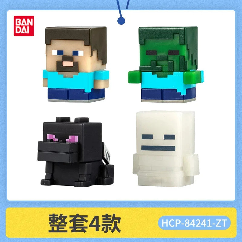 Figure da collezione LED Minecraft Bandai Namco, mascot con Steve, Zombie, Ender Dragon e Scheletro, gadget Otaku Family Store.