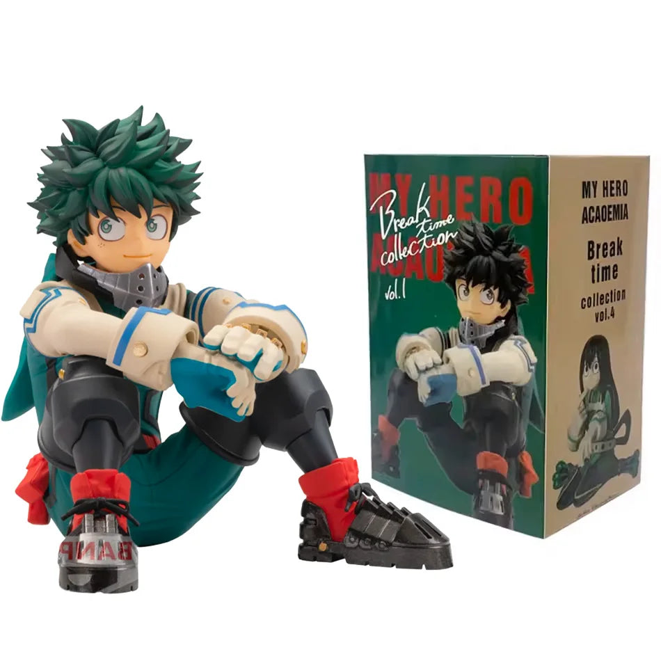 Figura d'azione My Hero Academia con Midoriya Izuku, Todoroki Shouto e Bakugou Katsuki, dettagli vivaci e personaggi iconici anime.