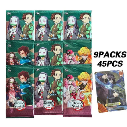 Carte da collezione Demon Slayer Mugen Train Otaku Family con Tanjirou e Nezuko, rara e ultra, immagini dettagliate dei personaggi.