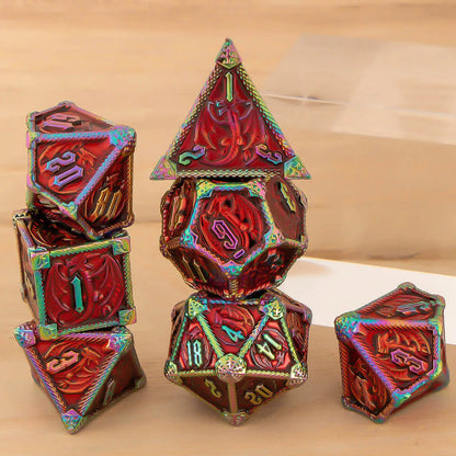 Set di dadi poliedrici in metallo Otaku Family Store per Dungeons & Dragons, 7 pezzi con numeri incisi, gadget da gioco di ruolo