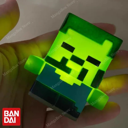 Figure da collezione LED di Minecraft di Bandai Namco, set Gashapon con Steve, Zombie, Ender Dragon e scheletro, gadget otaku.