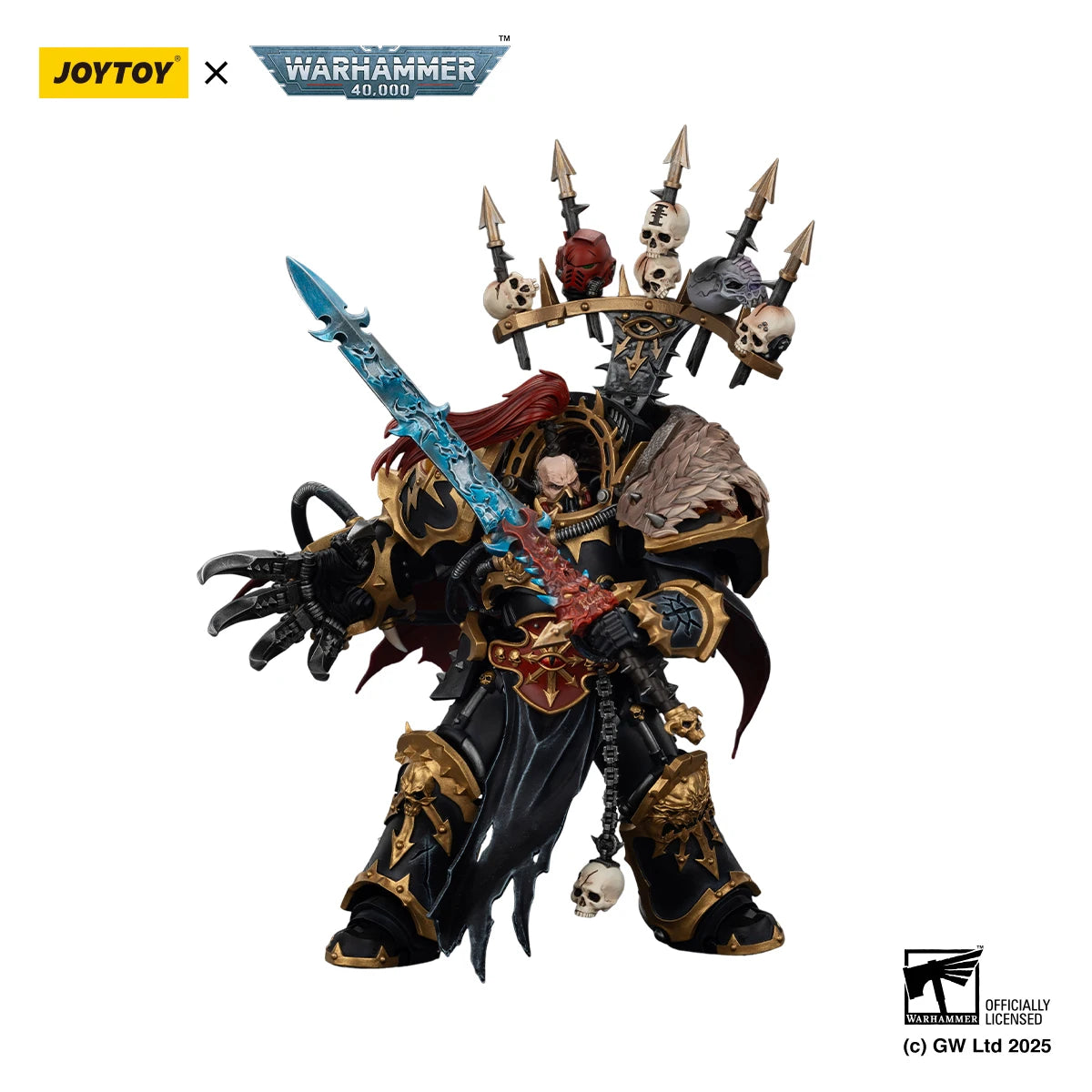 Miniatura action figure Warhammer 40K Abaddon the Despoiler JOYTOY in genere Black Legion con Drach'nyen e il Talon of Horus