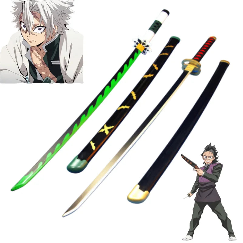 Katana cosplay da 41 pollici di Demon Slayer, spada ninja anime con dettagli realistici e manico decorato, per costumi cosplay.