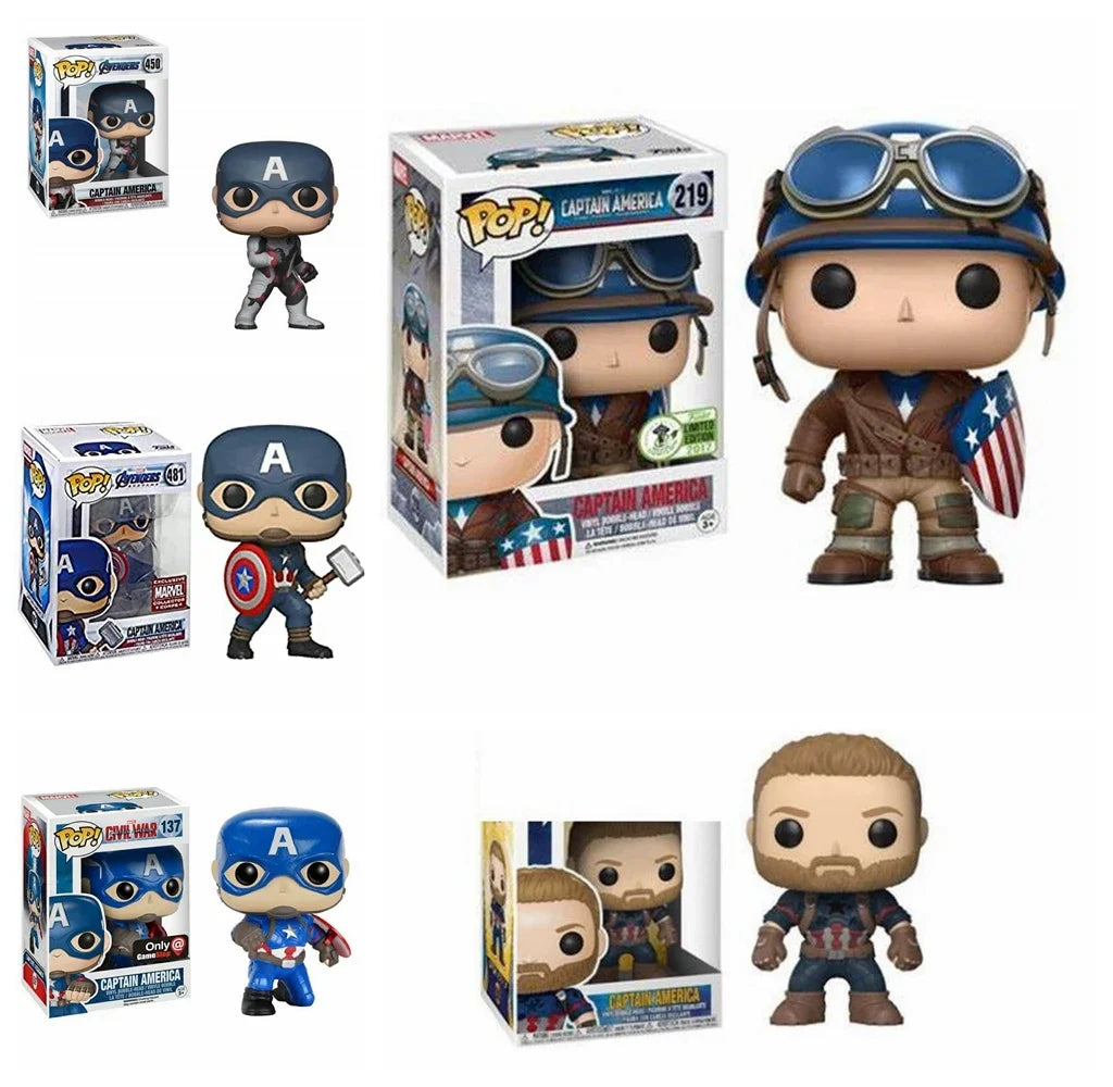 Funko Pop di Captain America dei Avengers: Civil War, figura in vinile con dettagli di Captain America in costume.