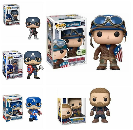 Funko Pop di Captain America dei Avengers: Civil War, figura in vinile con dettagli di Captain America in costume.