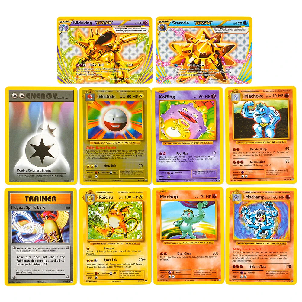 Scatola di carte Pokémon TCG Evolutions con 36 bustine di carte da gioco, visibile con illustrazioni colorate e dettagli delle carte.