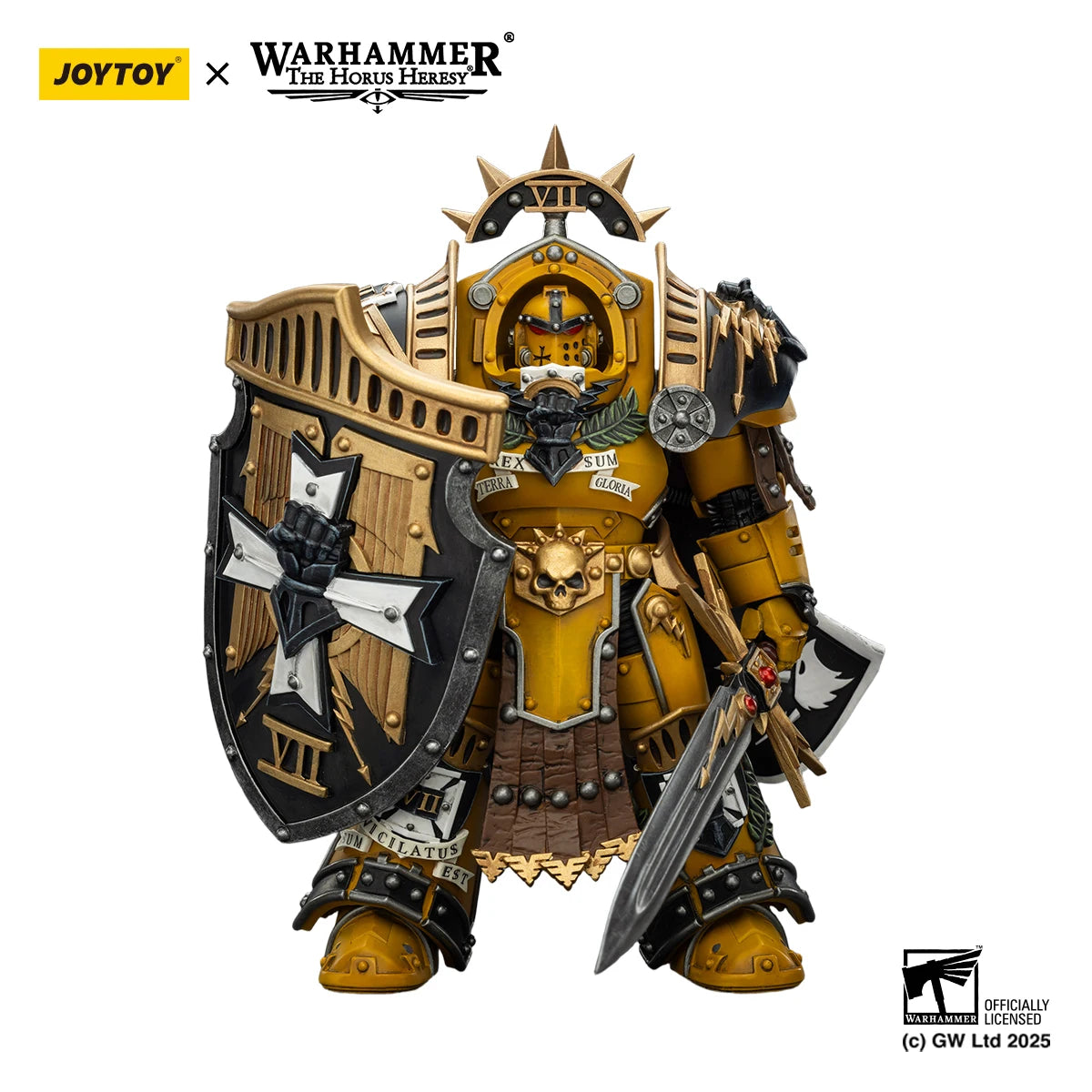 Figura d'azione Warhammer 30K Imperial Fists Legion Praetor in armatura Tartaros, modello 1/18, marca Otaku Family Store.