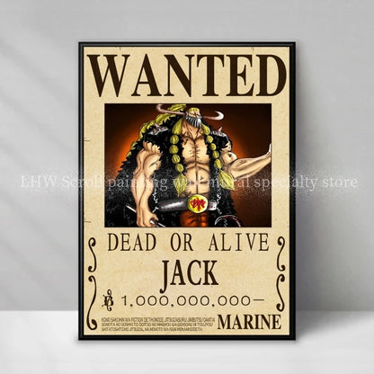 Action figure One Piece Anime Wanted Notice Yellow decorazione murale, alta qualità, dettagliata e colorata.
