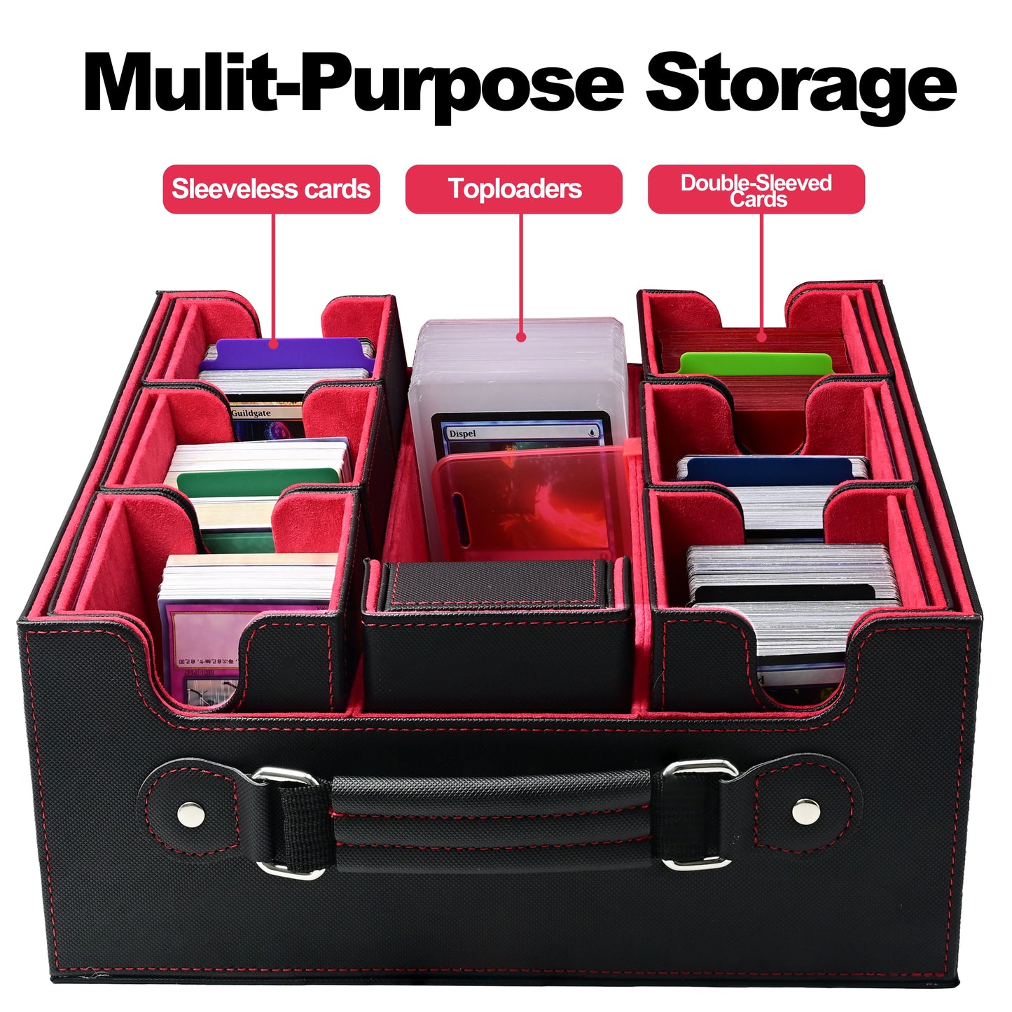 Scatola di memorizzazione per carte da gioco 7-in-1 Otaku Family Store con maniglia, include 8 top loader e 2 stopper.