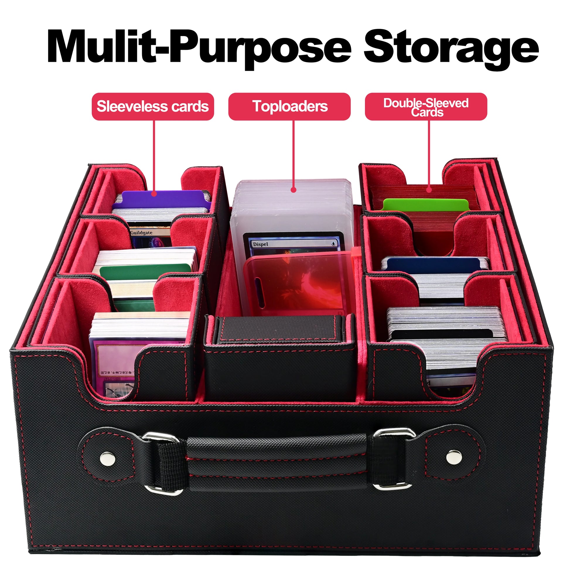 Scatola di memorizzazione per carte da gioco 7-in-1 Otaku Family Store con maniglia, include 8 top loader e 2 stopper.