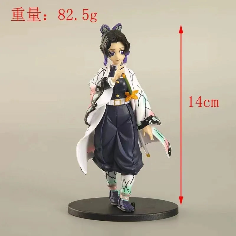 Figura da collezione Demon Slayer Kochou Shinobu e Nezuko, action figure di 15 cm di alta qualità, in posa dinamica.