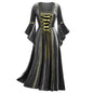Vestito goth punk femminile cosplay medievale, stile regina o principessa, con dettagli vintage nero e rosso, costume per Halloween o carnevale