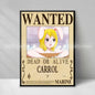 Figura da collezione One Piece Anime Wanted Notice in giallo, decorativa e di alta qualità, rappresenta un personaggio dell'anime.