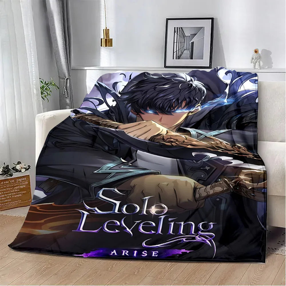 Lenzuola Solo Leveling con stampa 3D di mani viola, morbide e calde in flanella, gadget otaku con design cartoon.