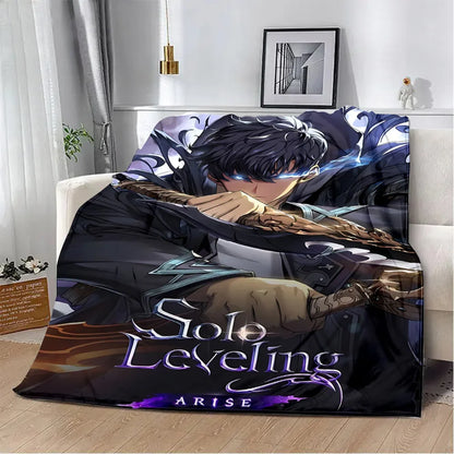 Lenzuola Solo Leveling con stampa 3D di mani viola, morbide e calde in flanella, gadget otaku con design cartoon.