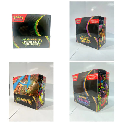 Scatola di 36 buste di carte Pokémon TCG Mega Evolution e Phantasmal Flames, edizione inglese, con pacchetti casuali e dettagli di design
