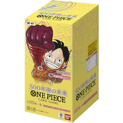 Scatola di carte gioco One Piece Romance Dawn Booster Box Edizione Giapponese, con immagini di personaggi del manga e anime.