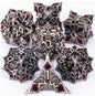 Set di 7 dadi poliedrici in metallo della collezione mista, gadget D&D di Otaku Family Store Online.