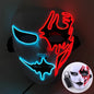 Maschera cosplay luminosa con teschio demoniaco, maschera da mascherata glowing, perfetta per Halloween e eventi horror.