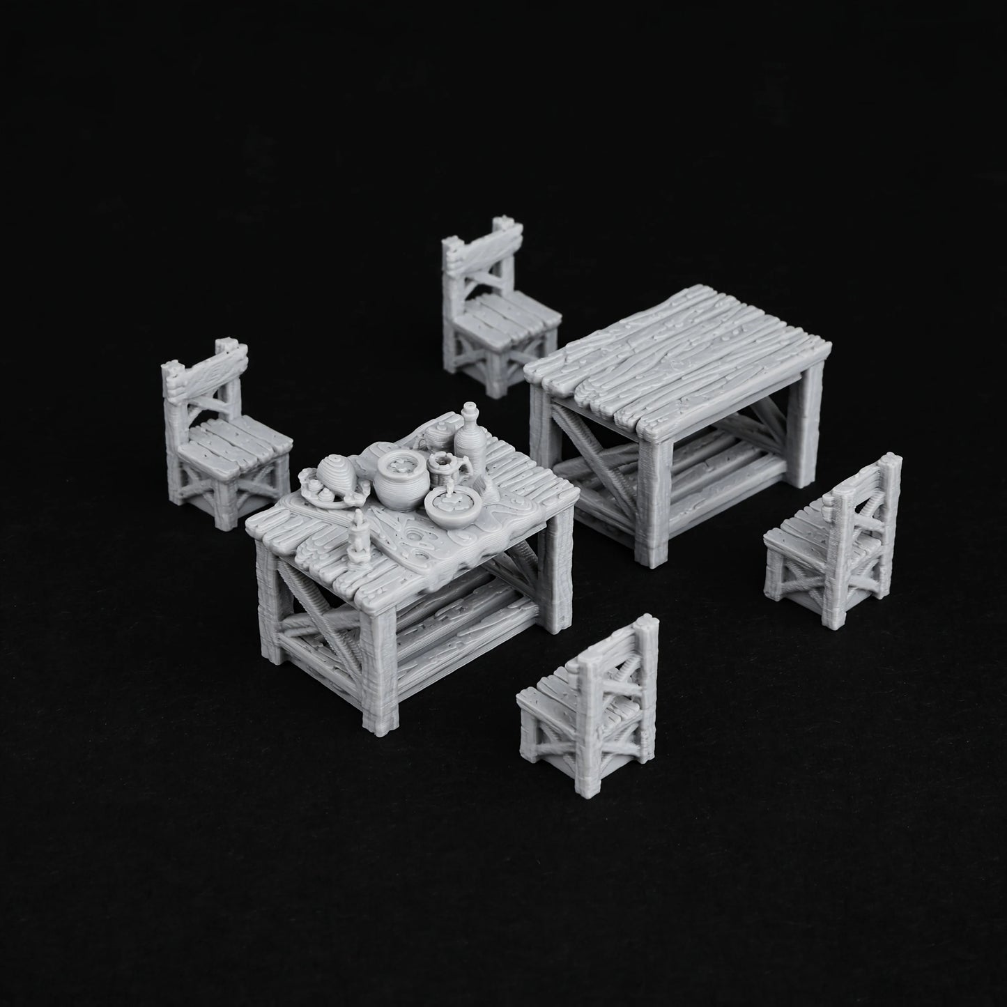 Miniatura di tavolo rustico in plastica per gioco di ruolo, set di mobili da tavola per giochi da tavolo e giochi di ruolo.