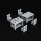 Miniatura di tavolo rustico in plastica per gioco di ruolo, set di mobili da tavola per giochi da tavolo e giochi di ruolo.