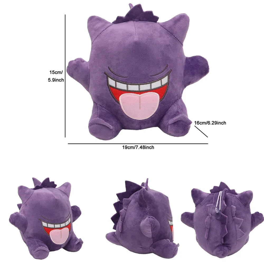 Peluche Gengar dei Pokémon in stile anime, morbido e dettagliato, ideale per collezionisti e amanti di Pocket Monster.