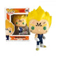 Funko POP Dragon Ball Z, Goku Super Saiyan, Vegeta, Trunks e Krillin, figure in stile cartoon con dettagli colorati.