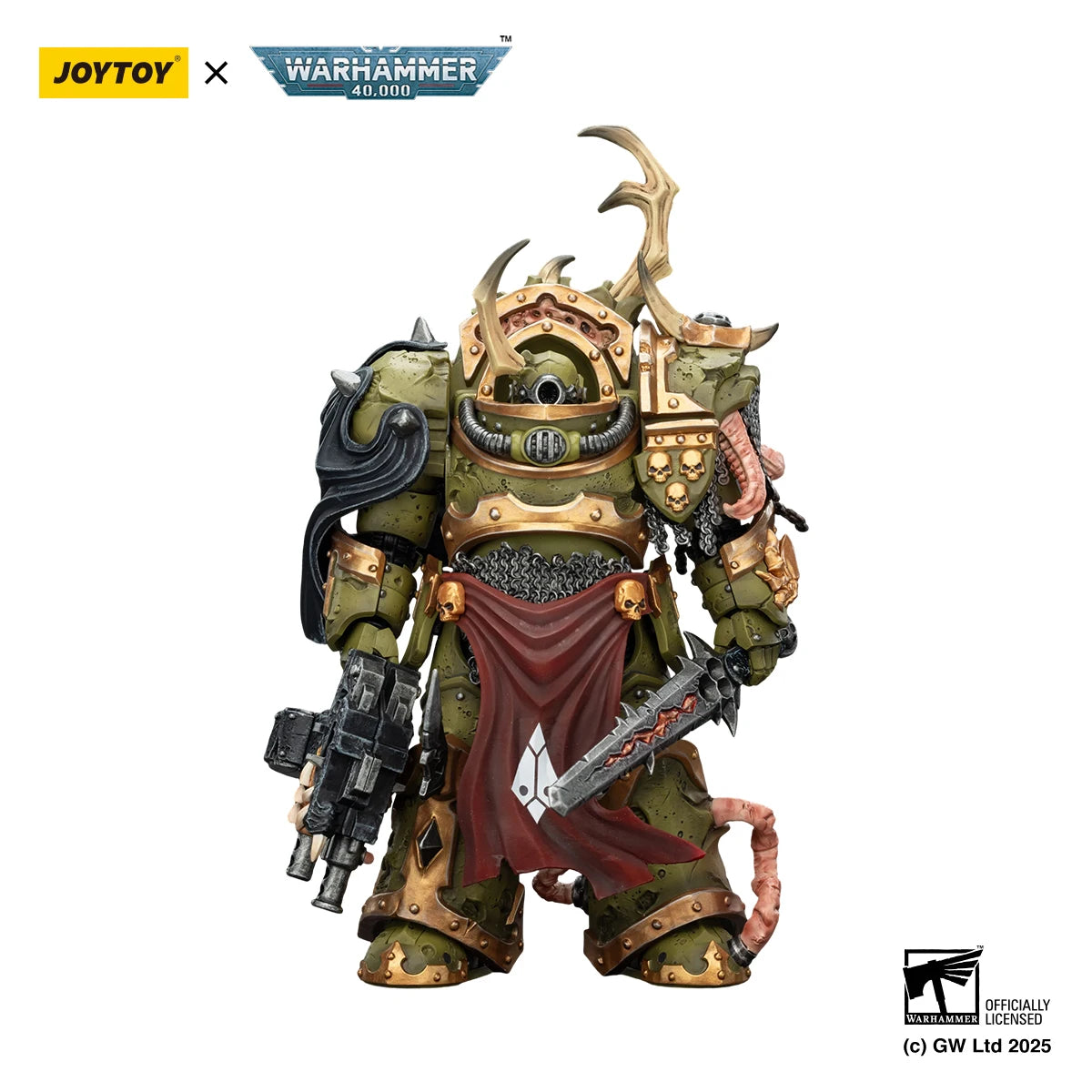 Figura d'azione Warhammer 40K Abaddon the Despoiler e Death Guard in armor Primus, modello 3 pezzi, marca Otaku Family Store.